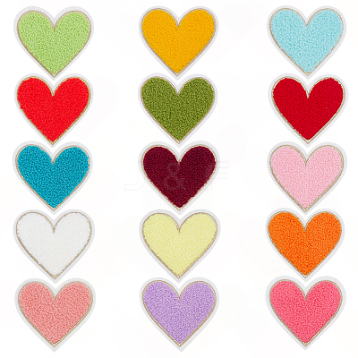 15Pcs 15 Colors Towel Embroidery Style Cotton Iron on/Sew on Patches DIY-HY0002-32-1