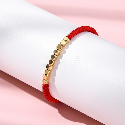 Polyester Cord Braided Bead Bracelets for Women Men BJEW-L698-02G-02-1