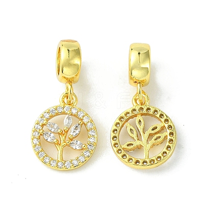 Rack Plating Brass Micro Pave Cubic Zirconia European Dangle Charms KK-K330-44G-1