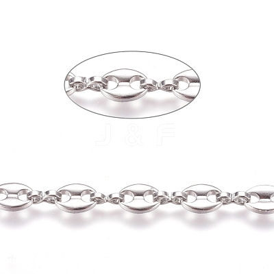 Non-Tarnish 3.28 Feet 304 Stainless Steel Coffee Bean Chains X-CHS-G011-14P-1