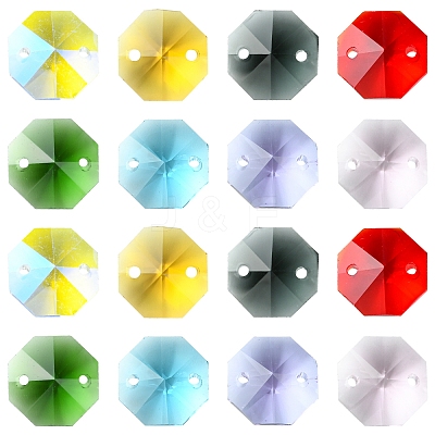 48Pcs 8 Colors Electroplate Glass Links Connectors EGLA-FS0001-48-1