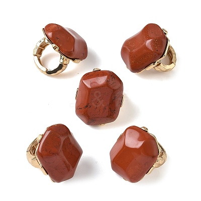 Natural Red Jasper & Alloy Finger Rings for Women RJEW-G375-01G-08-1