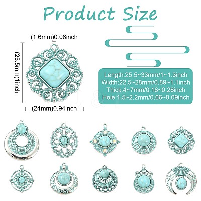 20Pcs 10 Styles Bohemia Styles Alloy & Acrylic Pendants FIND-CJ0005-70-1
