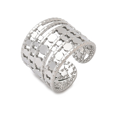 304 Stainless Steel Open Cuff Rings for Women RJEW-A079-09C-P-1