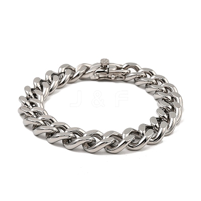 Non-Tarnish 304 Stainless Steel Cuban Link Chain Bracelet Hand Polished NJEW-D050-02G-P-1