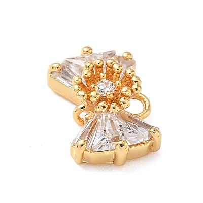 Brass Pave Clear Cubic Zirconia Bowknot Links KK-D024-15G-1