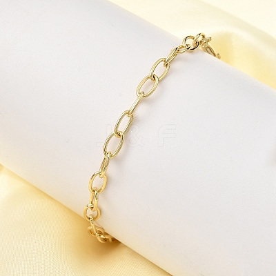 Brass Link Cable Chain Bracelet for Women BJEW-A065-01G-1