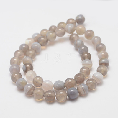 Natural Striped Agate/Banded Agate Bead Strands X-G-K155-D-8mm-02-1
