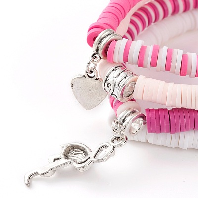4Pcs 4 Styles Polymer Clay Heishi Beads Stretch Bracelets Sets BJEW-JB05904-1