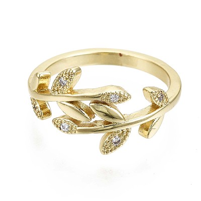 Brass Micro Pave Clear Cubic Zirconia Cuff Rings RJEW-S044-122-NF-1