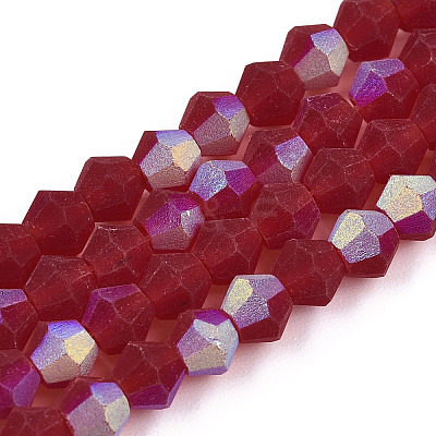 Imitate Austrian Crystal Bicone Frosted Glass Beads Strands EGLA-A039-T6mm-MB27-1