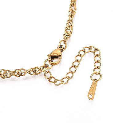 3.2MM 304 Stainless Steel Singapore Chain Necklaces NJEW-N058-12G-1