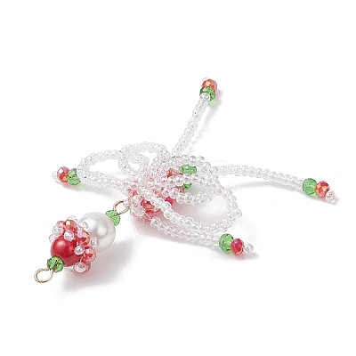 Christmas Glass Seed Elfin Beaded Big Pendants PALLOY-MZ01040-02-1