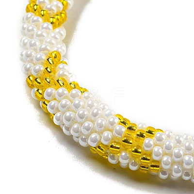 Handmade Braided Glass Seed Beaded Stretch Bracelets for Women BJEW-A012-01A-1