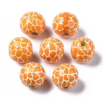 Painted Natural Wood European Beads X-WOOD-S057-055-1