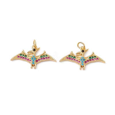 Rack Plating Brass Micro Pave Colorful Cubic Zirconia Pendants ZIRC-C040-48F-G-1