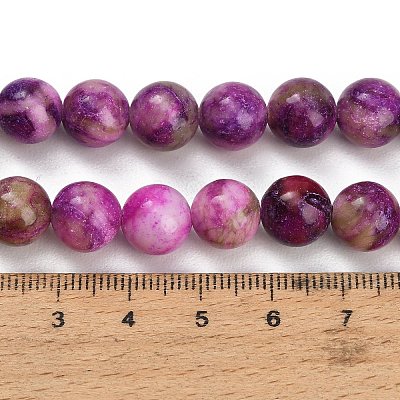 Dyed Natural White JadeImitation Charoite Smooth Round Beads Strands GG-CBA3334-A01-10mm-1