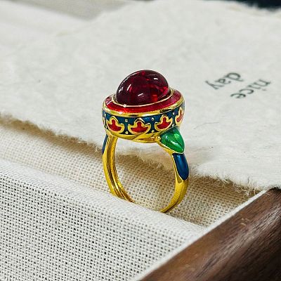 Oval Lab Grown Red Corundum Rings FS-WG323B2-01-1