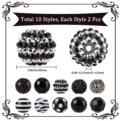 20Pcs 10 Styles Acrylic & Resin Beads Sets DIY-PA0001-02A-1