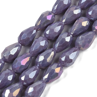 Opaque Solid Color Electroplate Glass Beads Strands LS-EGLA-N013-P10mm-B09-1