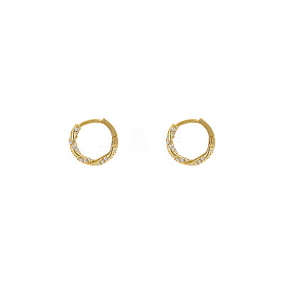 Twist Ring Alloy Crystal Rhinestone Hoop Earrings FS-WGBE8B9-01-1