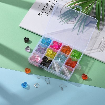 DIY 30Pairs Heart Resin Earrings Kits DIY-LS0001-03-1