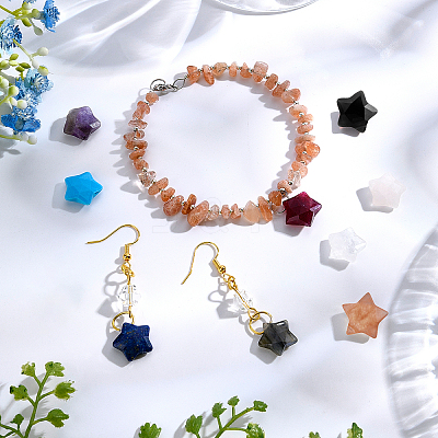 9pcs 9 style Natural Mixed Gemstone Charms G-BC0001-18-1