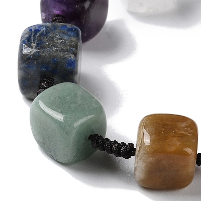 Square Natural Mixed Gemstone Braided Bead Bracelets BJEW-H239-06-1