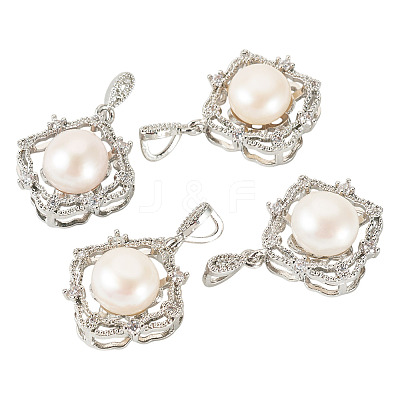 4Pcs Natural Pearl Pendants PALLOY-TAC0181-1