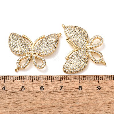 Brass Micro Pave Clear Cubic Zirconia Connector Charms CU-CBA4579-01G-B-1