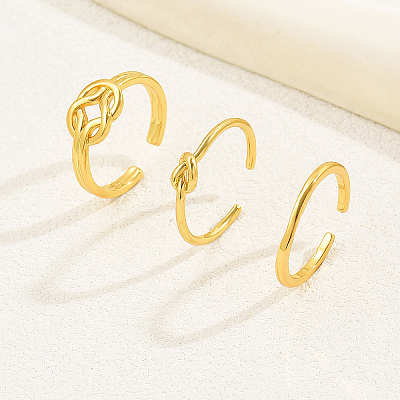 3Pcs 3 Styles Brass Knot Open Cuff Toe Rings for Daily GY1534-1