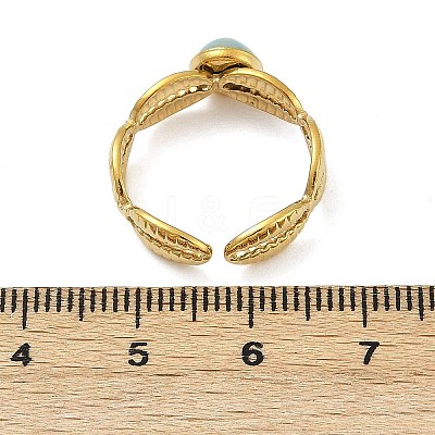 316 Stainless Steel with Natural Mixed Gemstone Cuff Rings RJEW-Z098-01G-04-1