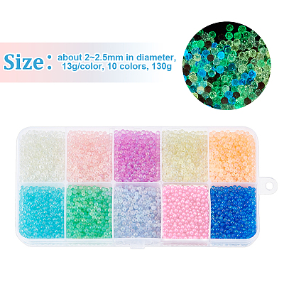 130G 10 Colors Luminous Bubble Beads SEED-OC0001-07-1