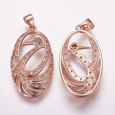 Brass Micro Pave Cubic Zirconia Pendants ZIRC-G091-51RG-1