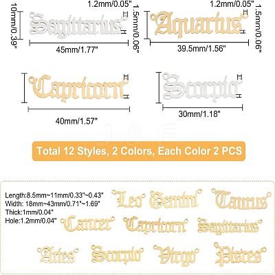 24Pcs 12 Style 201 Stainless Steel Links Connectors STAS-UN0027-46-1