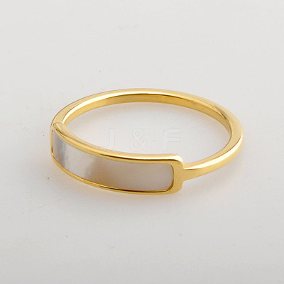 304 Stainless Steel & Shell Finger Rings FS-WG45F01-04-1