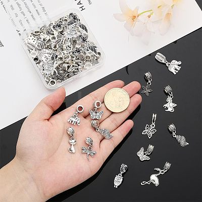 48Pcs 12 Styles Tibetan Style Alloy European Dangle Charms FIND-CA0005-67-1