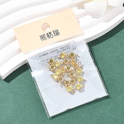 SHEGRACE Brass Pave Cubic Zirconia Flat Round Connector Charms XGRQ2O275-435C-G-1