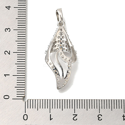 Rack Plating Brass Micro Pave Cubic Zirconia Pendants KK-C081-01P-1