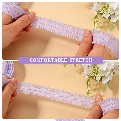 Polyester Ruffled Elastic Cord EW-WH0015-02F-1