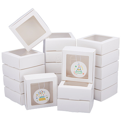 30Pcs Square Kraft Paper Visible Window Storage Mailer Boxes DIY-DC0004-32-1