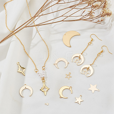 36pcs 9 styles Brass Connector Charms and Pendants Sets KK-AR0003-15-1