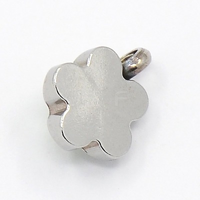 201 Stainless Steel Rhinestone Flower Charm Pendants RB-M030-03J-1