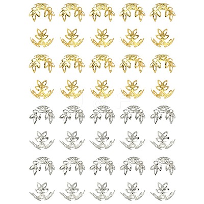 600Pcs 2 Colors Plated Iron Fancy Bead Caps IFIN-YW0003-15-1