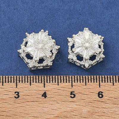 Brass Clear Cubic Zirconia Beads KK-D228-21S-1