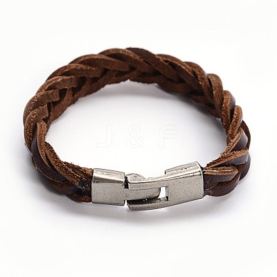 Stylish Braided Leather Cord Bracelets BJEW-F173-08-1
