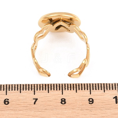 Hollow Heart 304 Stainless Steel Open Cuff Ring Components STAS-F366-08D-G-1
