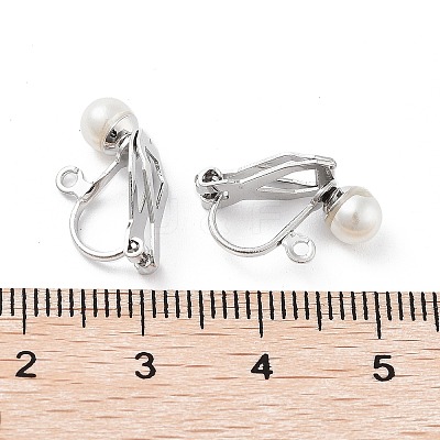 304 Stainless Steel Clip-on Earring Findings with Imitation Pearl Plastic Beaded STAS-H216-03A-P-1