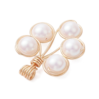 Plastic Imitation Pearl Pendants PALLOY-JF03519-02-1