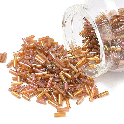 AB Color Plated Glass Bugle Beads SEED-R012-162C-1